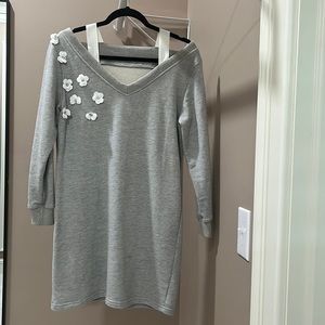 Stellah gray off the shoulder sweatshirt dress